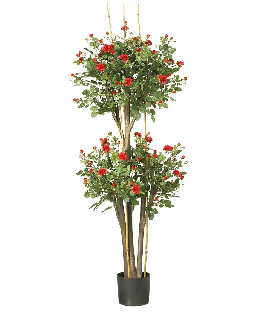 Nearly Natural Mini Rose Silk Tree - Red image