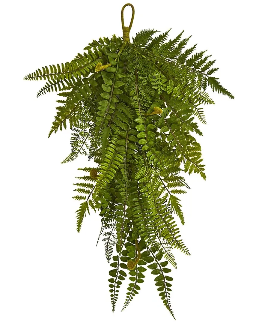 Nearly Natural Set of 2 Artificial Fern Teardrops - Green image