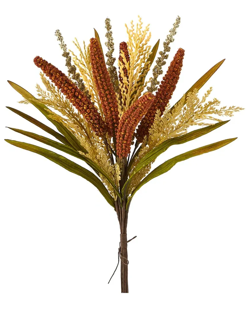 Nearly Natural Set of 3 Sorghum Harvest Artificial Bushes - Orange image