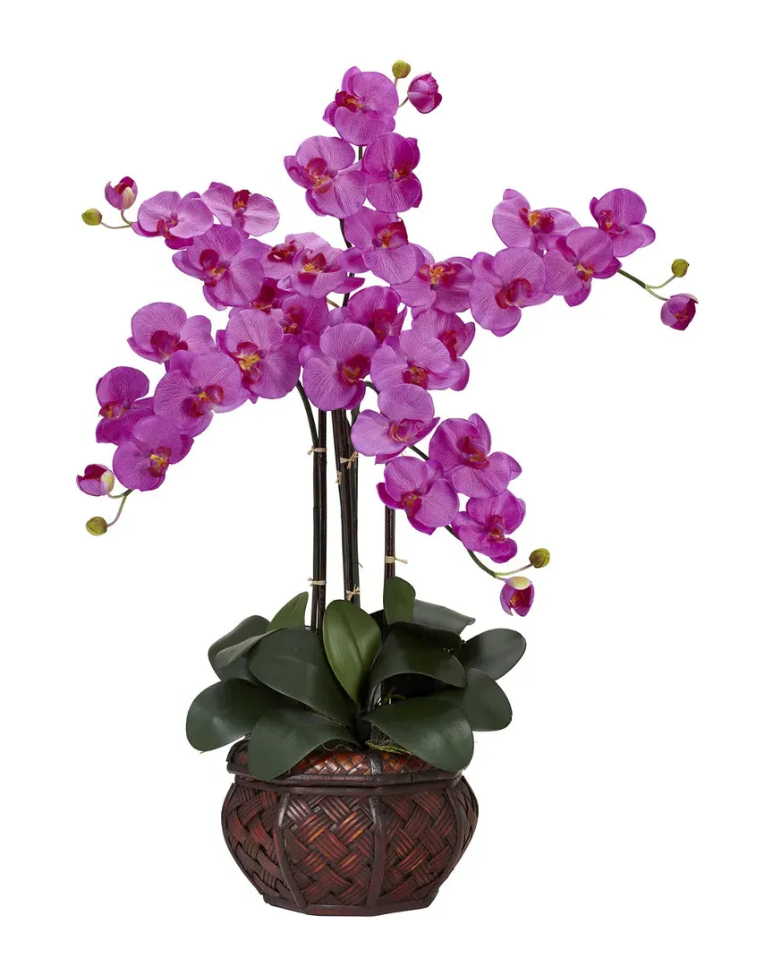 Phalaenopsis with Decorative Vase Silk Flower Arrangement - Orchid