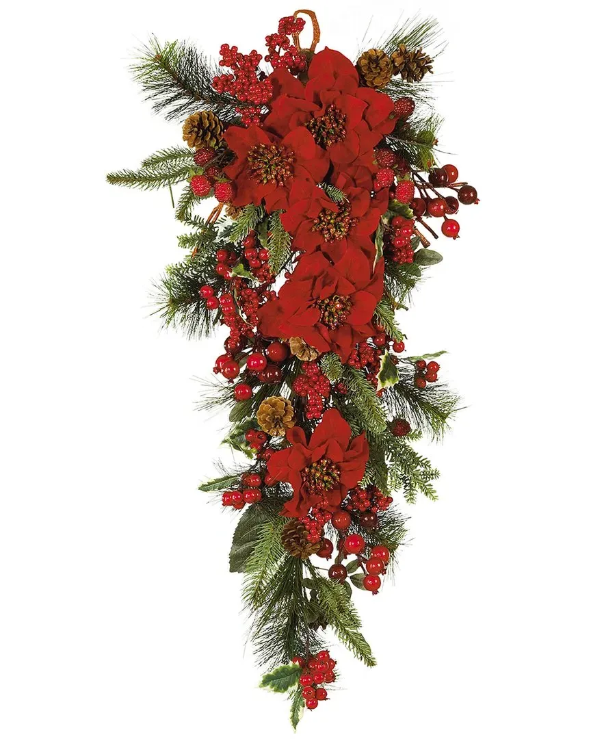 Poinsettia Teardrop Wall Decoration - Red image