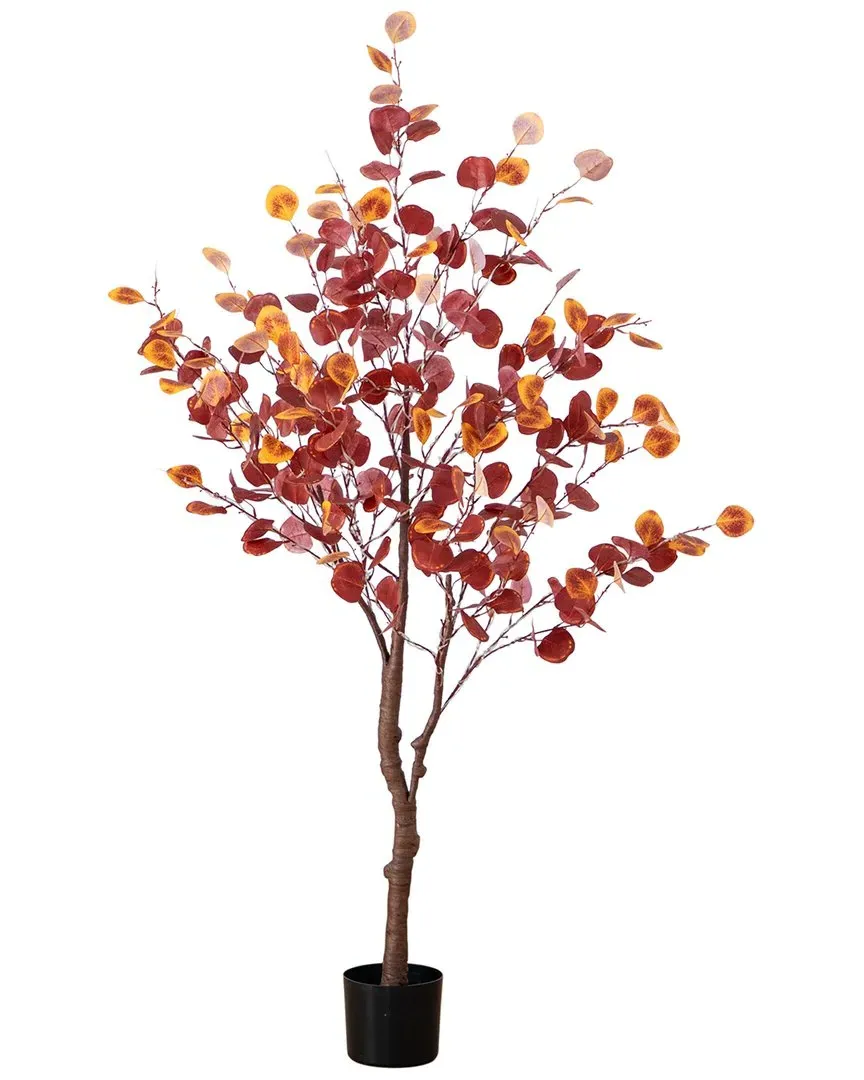 Pre-Lit Autumn Eucalyptus Artificial Tree 5ft - Orange
