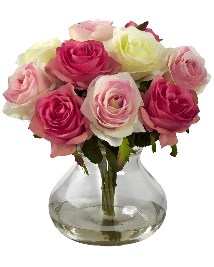 Rose Arrangement with Vase - Multi-color Pastels