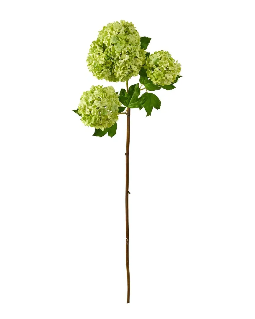 Set of 2 33in Snowball Hydrangea Artificial Flower - Green image