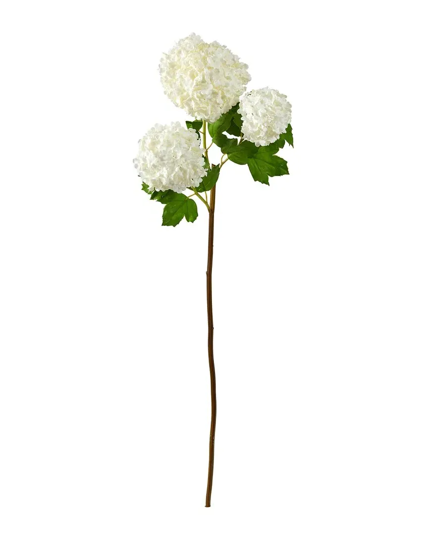 Set of 2 33in Snowball Hydrangea Artificial Flower - White