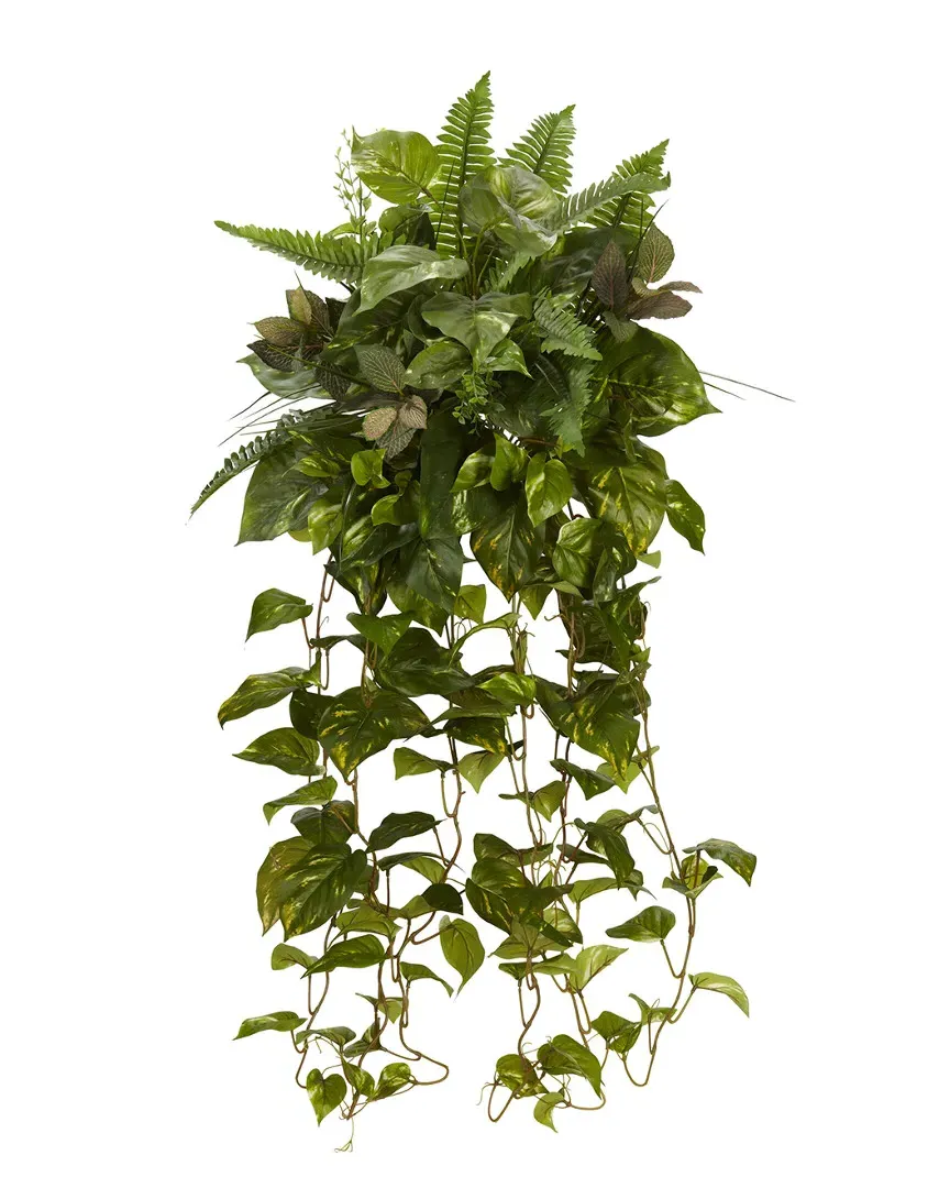Set of 2 36in Mixed Greens Hanging Artificial Plant - Green image