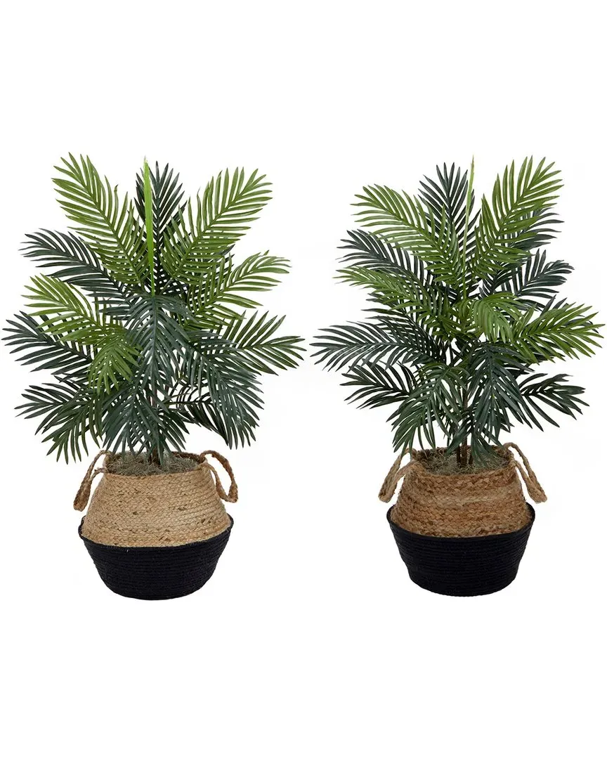 Set of 2 Areca Palm Artificial Trees with Basket Kit - Green