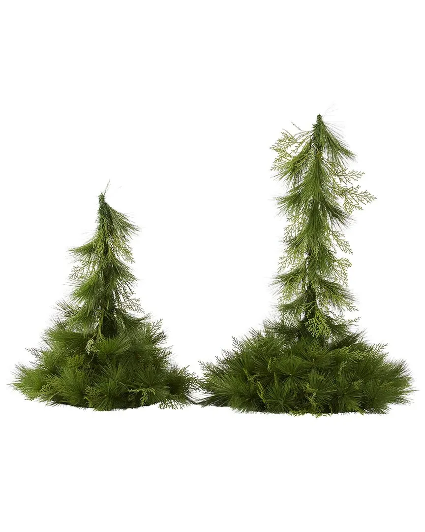 Set of 2 Table Top Hanging Christmas Trees - Green