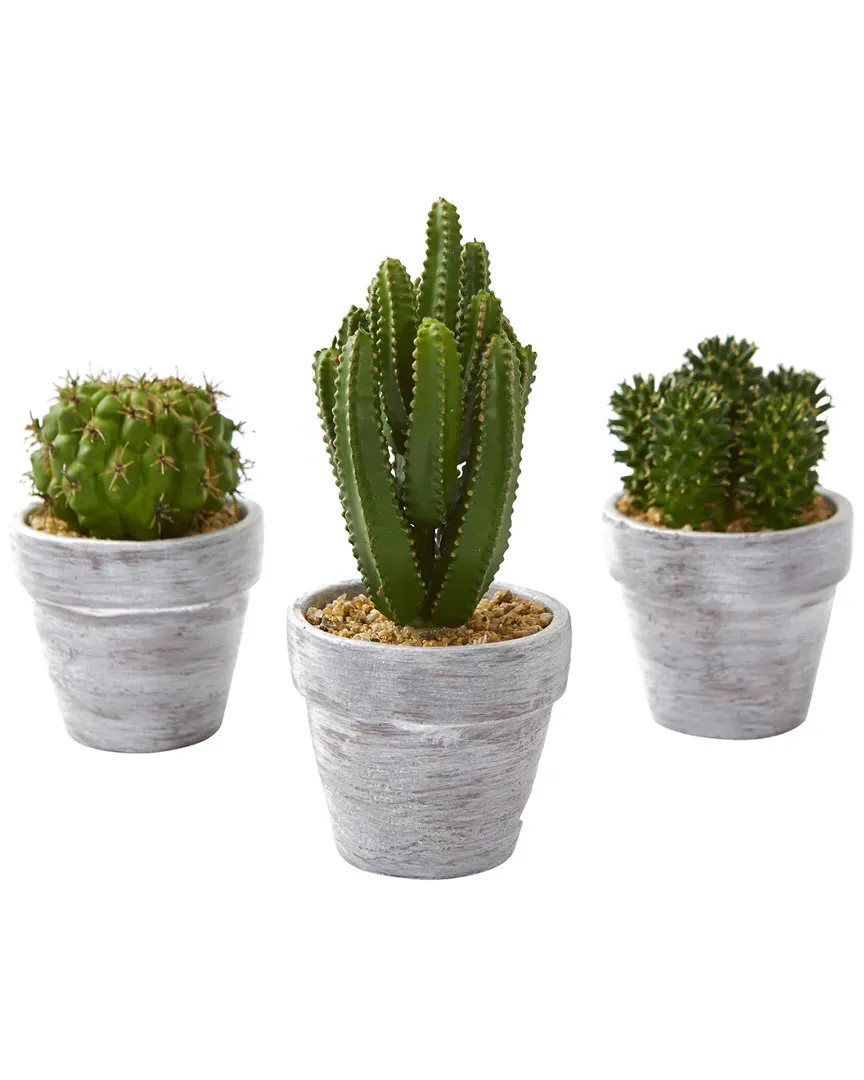 Set of 3 Cactus Artificial Plants - Green image