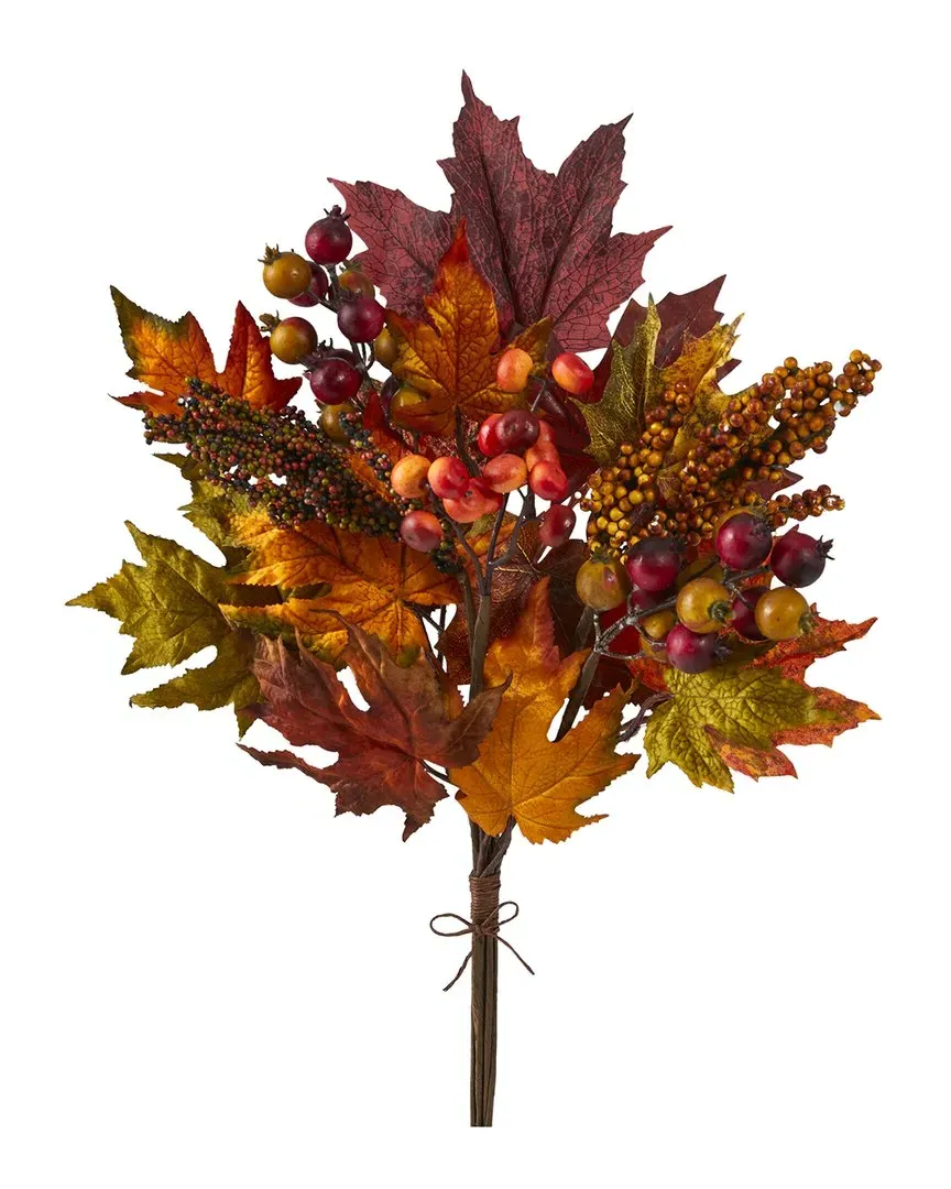 Set of 3 Maple Leaf & Berries Artificial Bouquets - Orange image