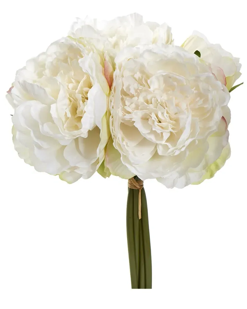 Set of 6 Peony Bouquet Artificial Flowers - White image