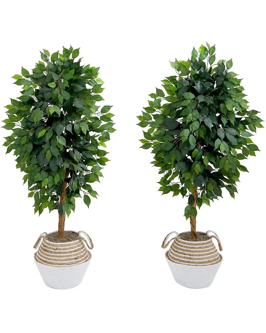 Set of Two 4.5ft Artificial Ficus Trees with Double Trunk Kit image