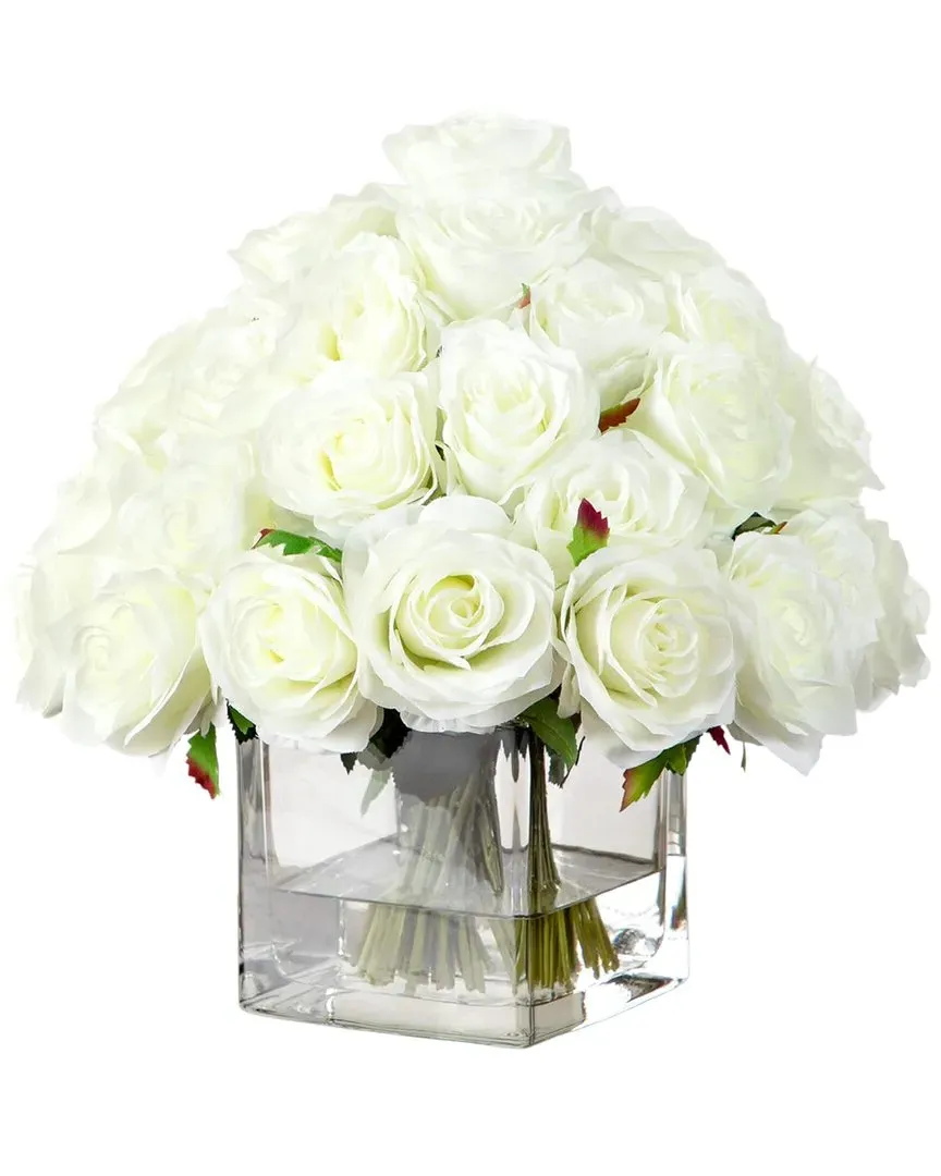 Wedding Collection 13in Artificial Rose Arrangement - White image