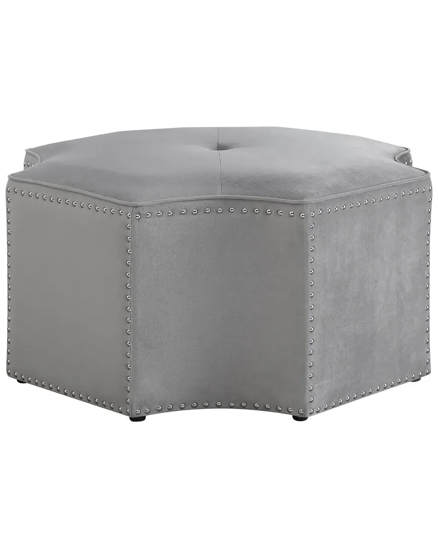 Nicole Miller Rey Octagon Cocktail Ottoman - Grey, Velvet image