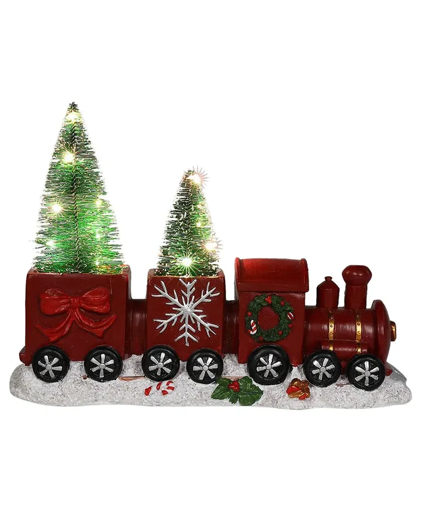 12in Christmas Train with LED Trees Tabletop Decoration - Red image