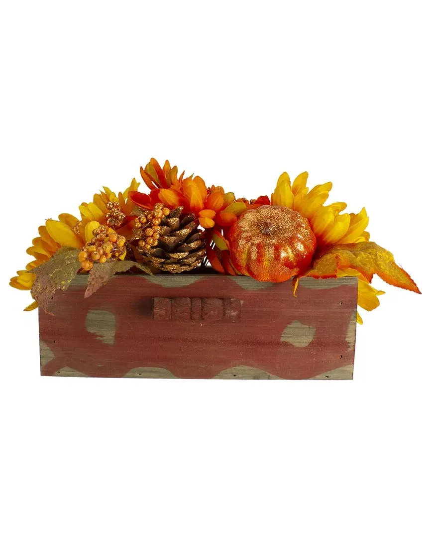 14in Autumn Harvest Maple Leaf & Berry Arrangement - Orange image