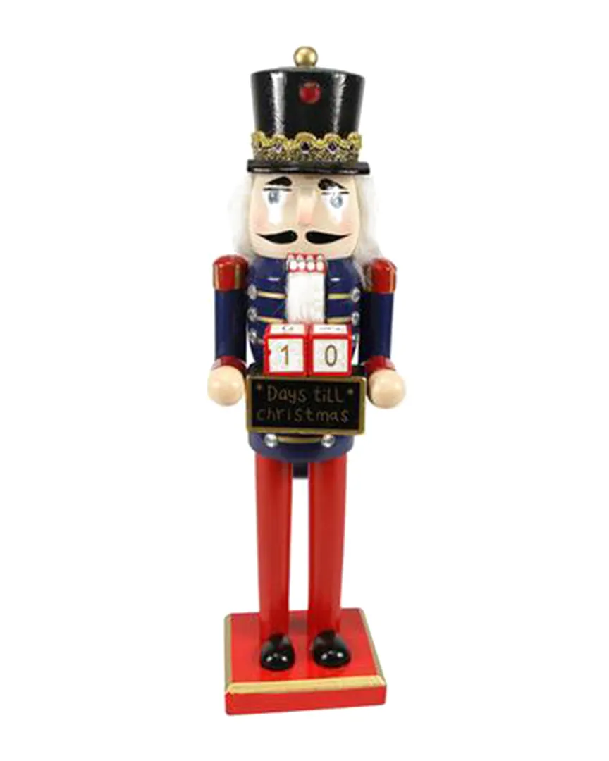14in Christmas Nutcracker with Countdown Sign - Blue, Wood