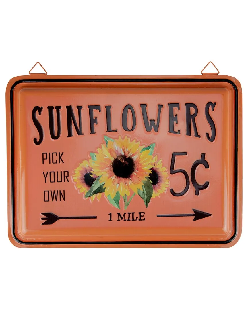 15in Fall Harvest Sunflower Wall Sign - Orange, Metal image