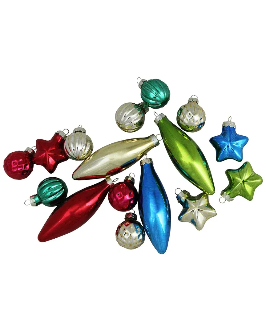 16pc Finial Ball & Star Christmas Ornaments - Multi-Color, Plastic