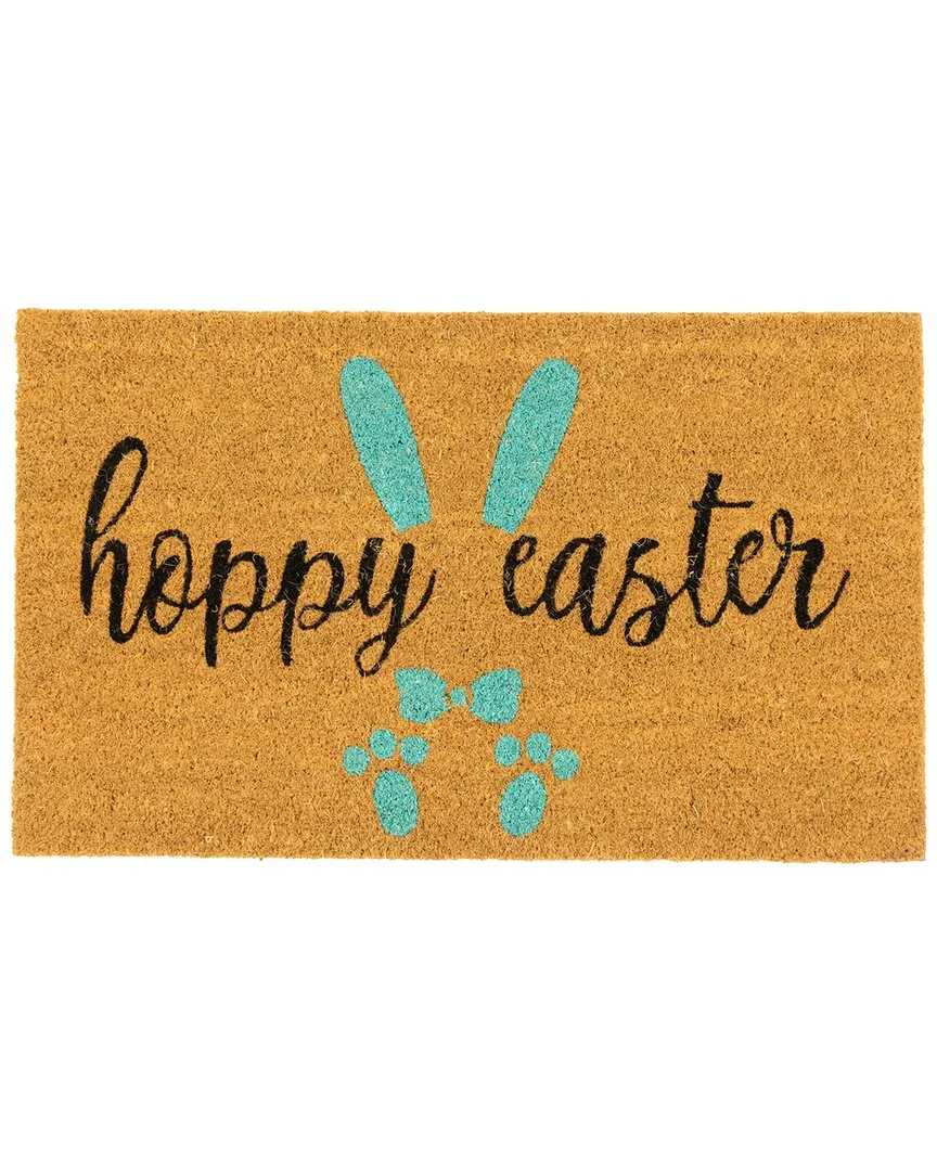 18in Hoppy Easter Coir Outdoor Doormat - Blue