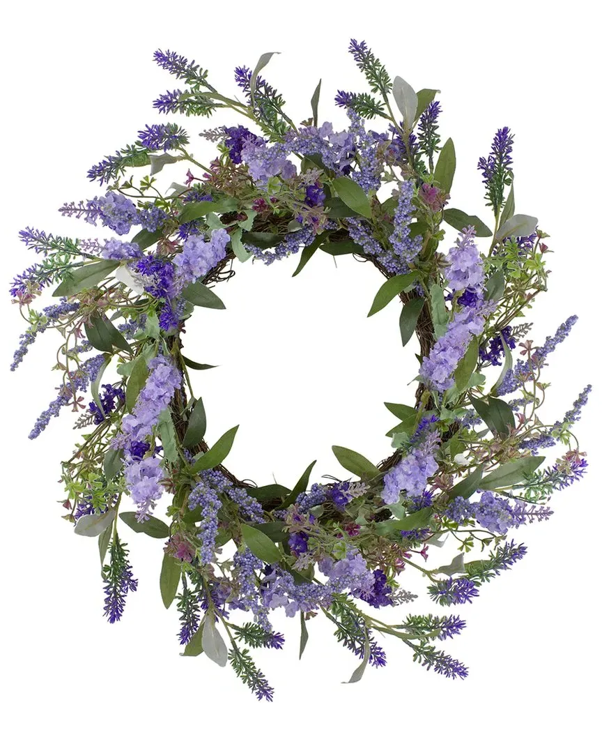 18in Lavender Artificial Spring Wreath - Purple