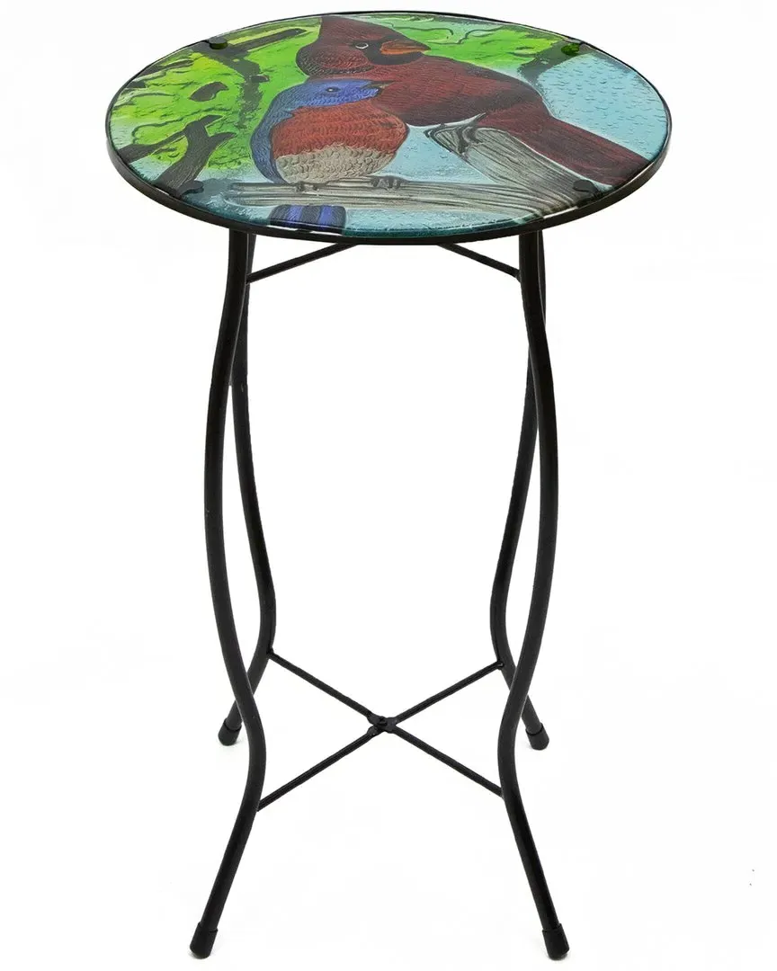 19in Cardinal Glass Patio Side Table - Red