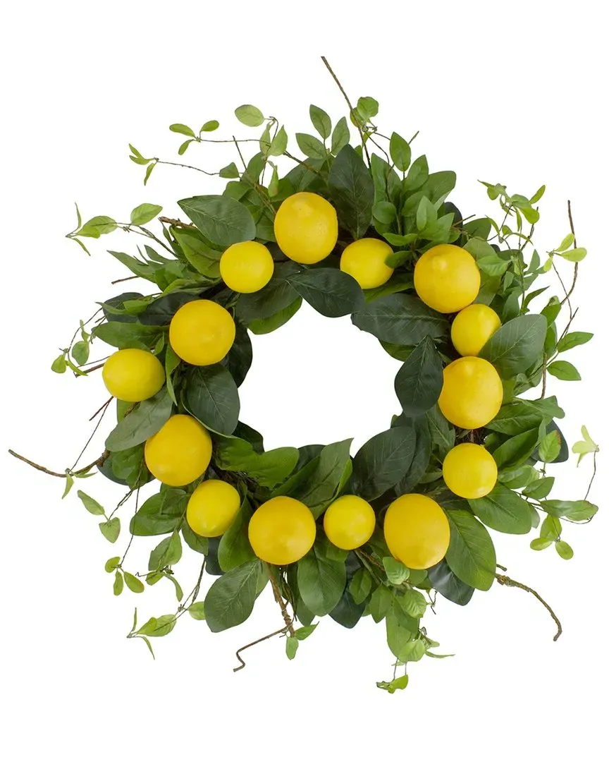 20in Lemons & Foliage Artificial Spring Wreath - Yellow