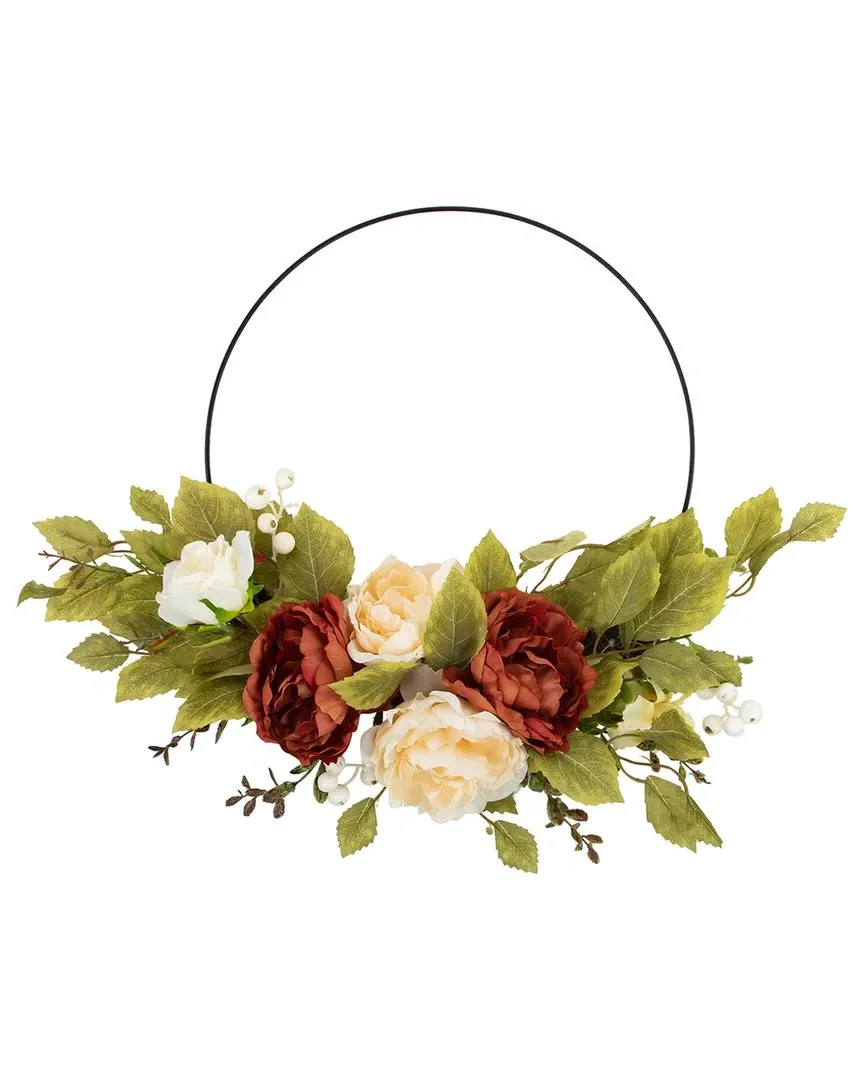 21-in Autumn Harvest Artificial Floral Wreath - Orange