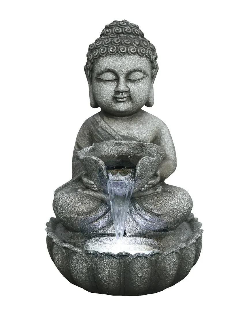21.5in Buddha Sukhasana Pose Outdoor Garden Water Fountain - Gray image