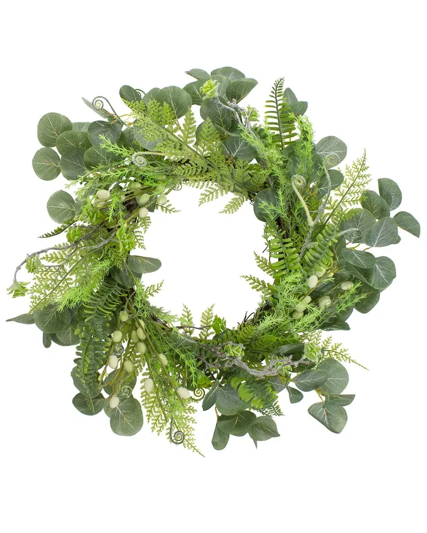 21in Eucalyptus & Foliage Artificial Floral Wreath - Green