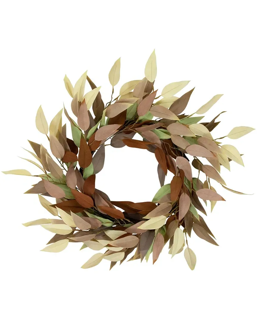 22in Autumn Harvest Neutral Fall Foliage Leaf Wreath - Orange