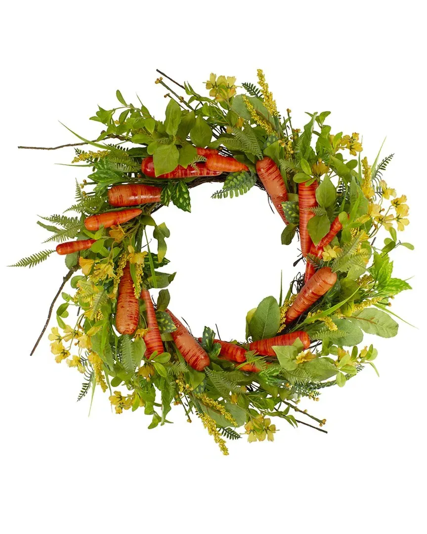22in Carrot & Berry Foliage Artificial Floral Wreath - Orange