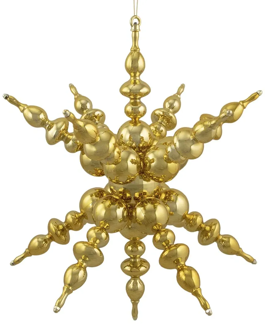 24in 3D Sunburst Snowflake Christmas Ornament - Gold image