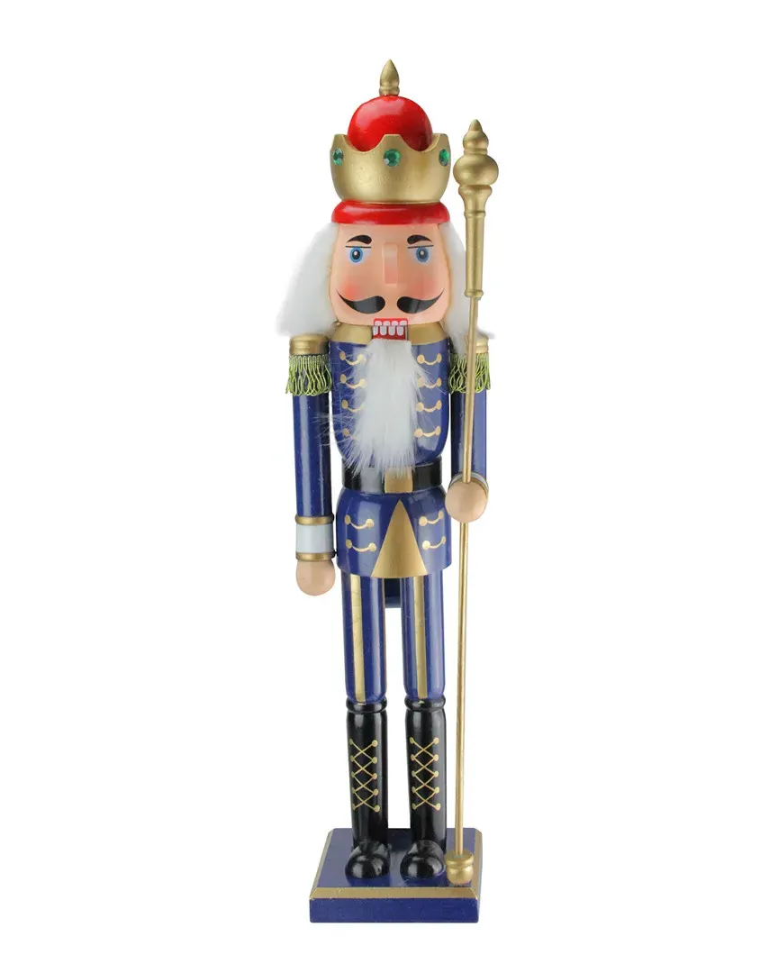 24in Christmas Nutcracker King with Scepter - Blue, Wood image