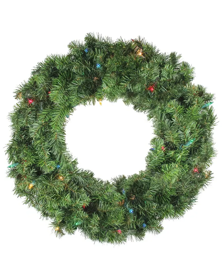 24in Pre-Lit Canadian Pine Christmas Wreath - Green image