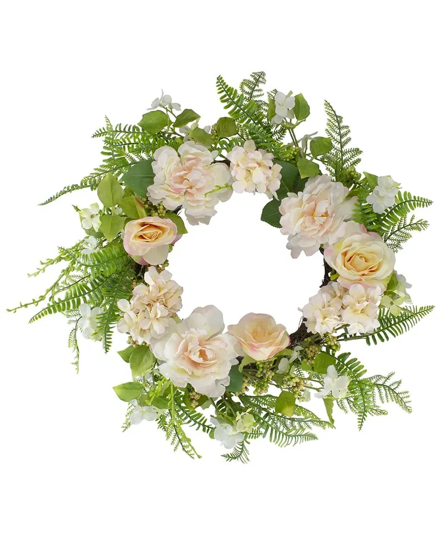 24in Rose & Peony Artificial Floral Wreath - Pink image