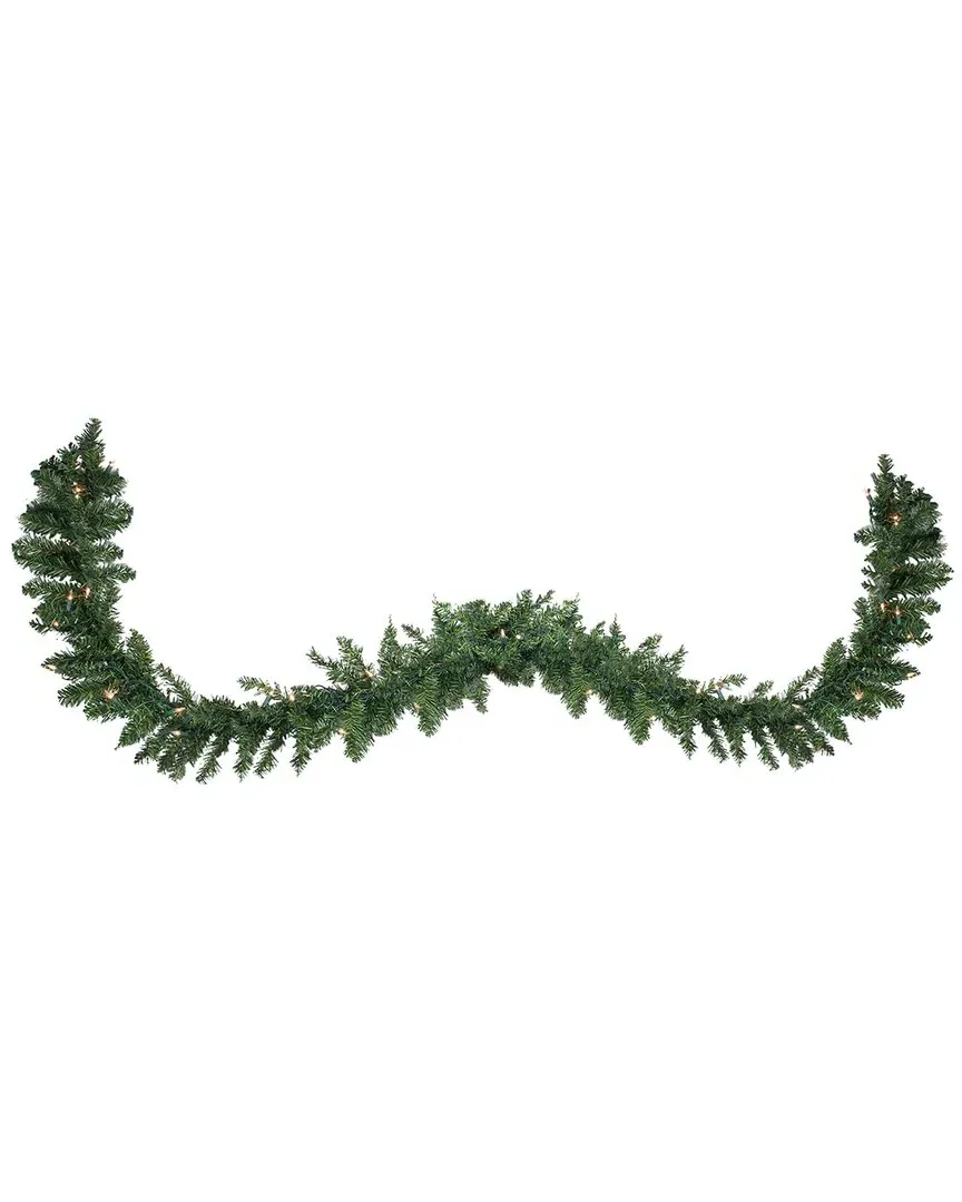 25-Foot Buffalo Fir Christmas Garland with LED Lights - Green