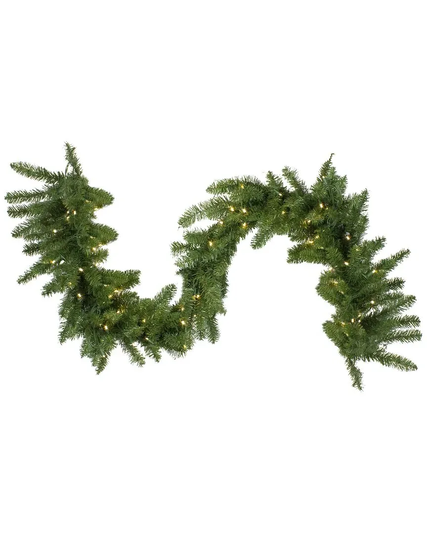 25-Foot Buffalo Fir Christmas Garland with LED Lights - Green