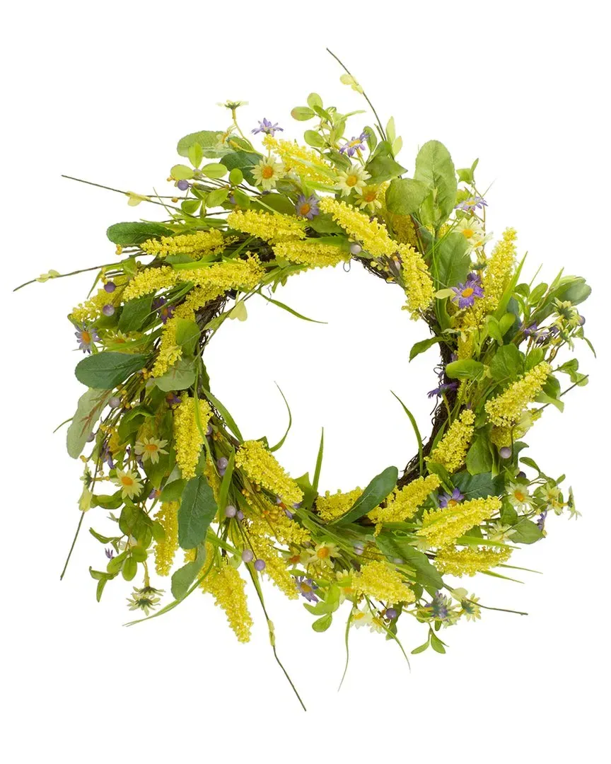 25in Daisy & Berry Floral Wreath - Yellow image