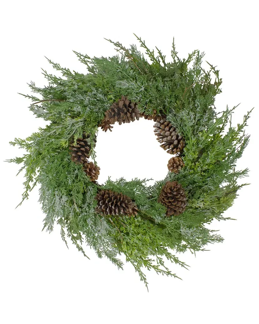 26-inch Frosted Cedar Christmas Wreath - Green image