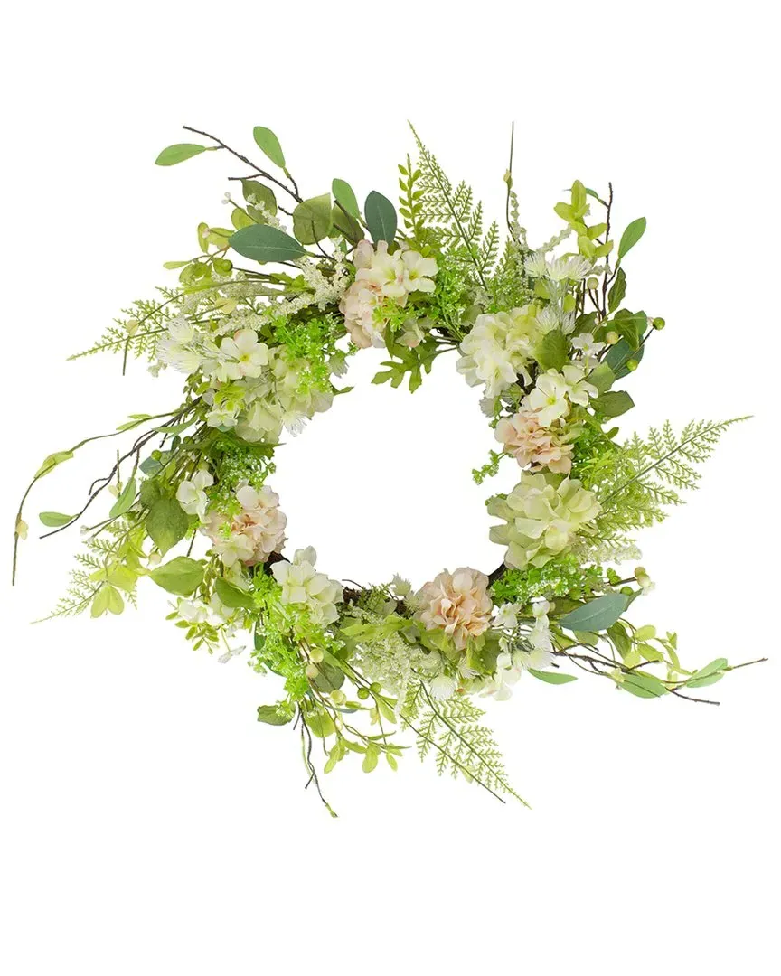 28in Hydrangea & Berry Artificial Spring Wreath - Green