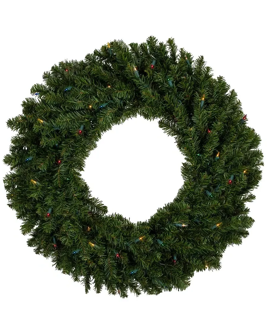 30in Pre-Lit Canadian Pine Christmas Wreath - Green