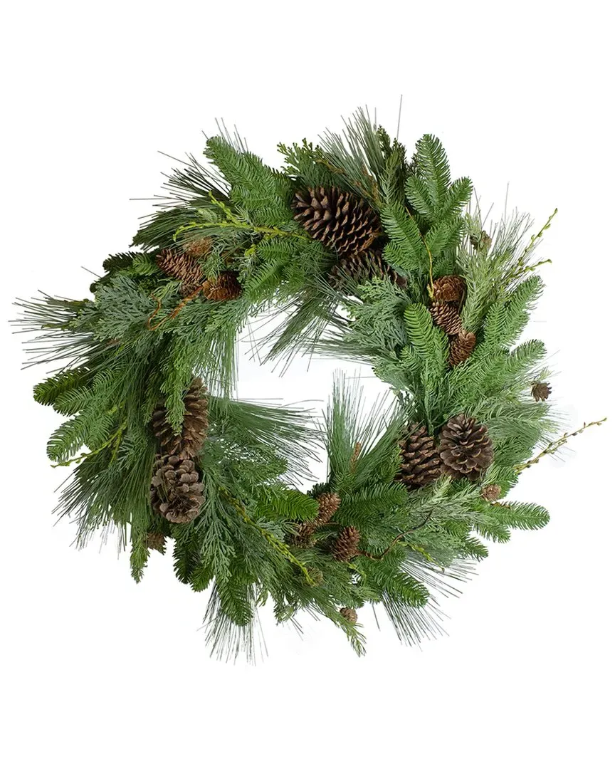 32-inch Pine Cone Cedar Christmas Wreath - Green