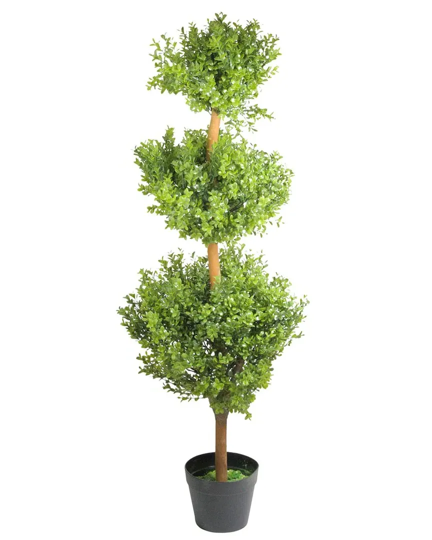 3.75ft Potted Triple Ball Topiary Tree - Black image