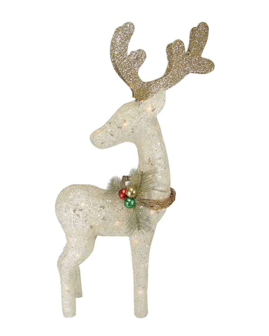 37in Lighted Sisal Standing Reindeer Christmas Decoration image