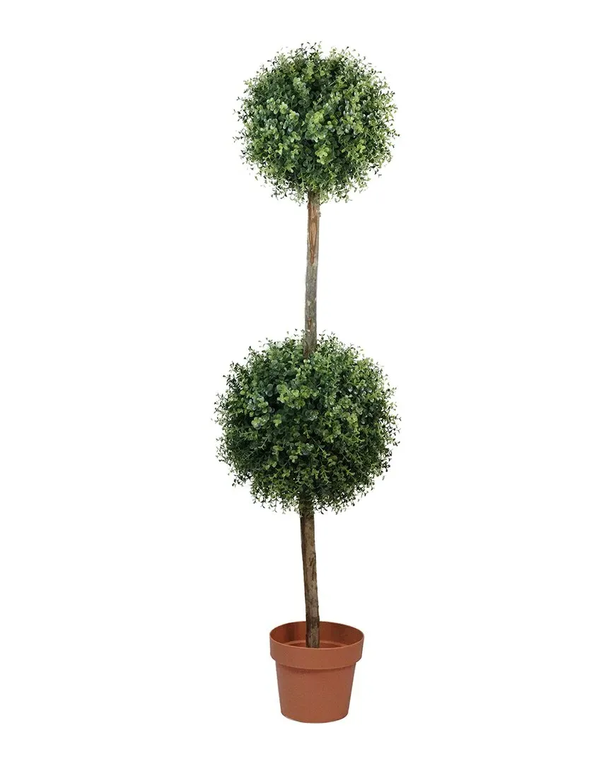 4.5ft Potted Double Ball Topiary Tree - Green