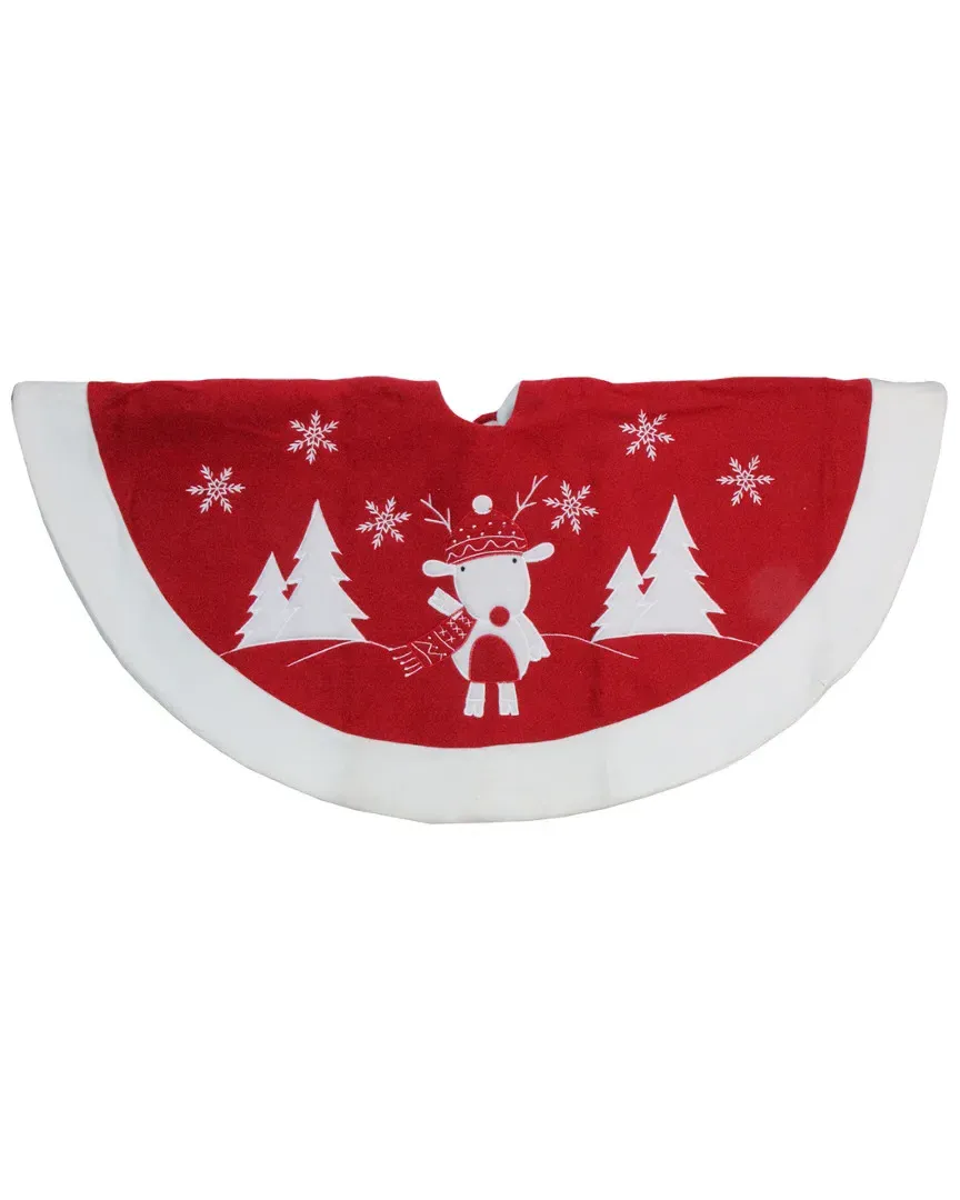 46in Christmas Tree Skirt - Red & White, Polyester image