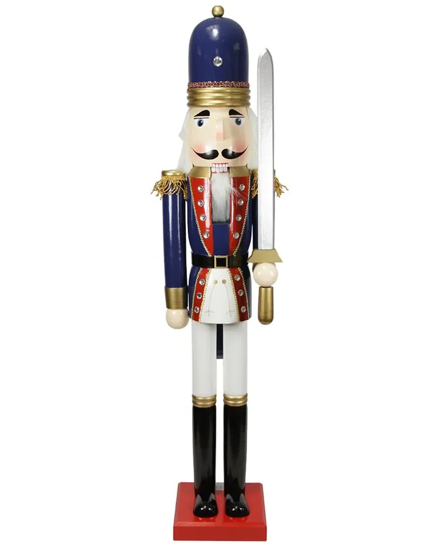 48.25in Christmas Nutcracker Soldier with Sword - Blue, Wood