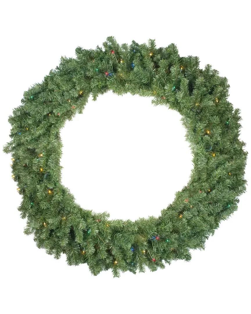 48in Pre-Lit Canadian Pine Christmas Wreath - Green