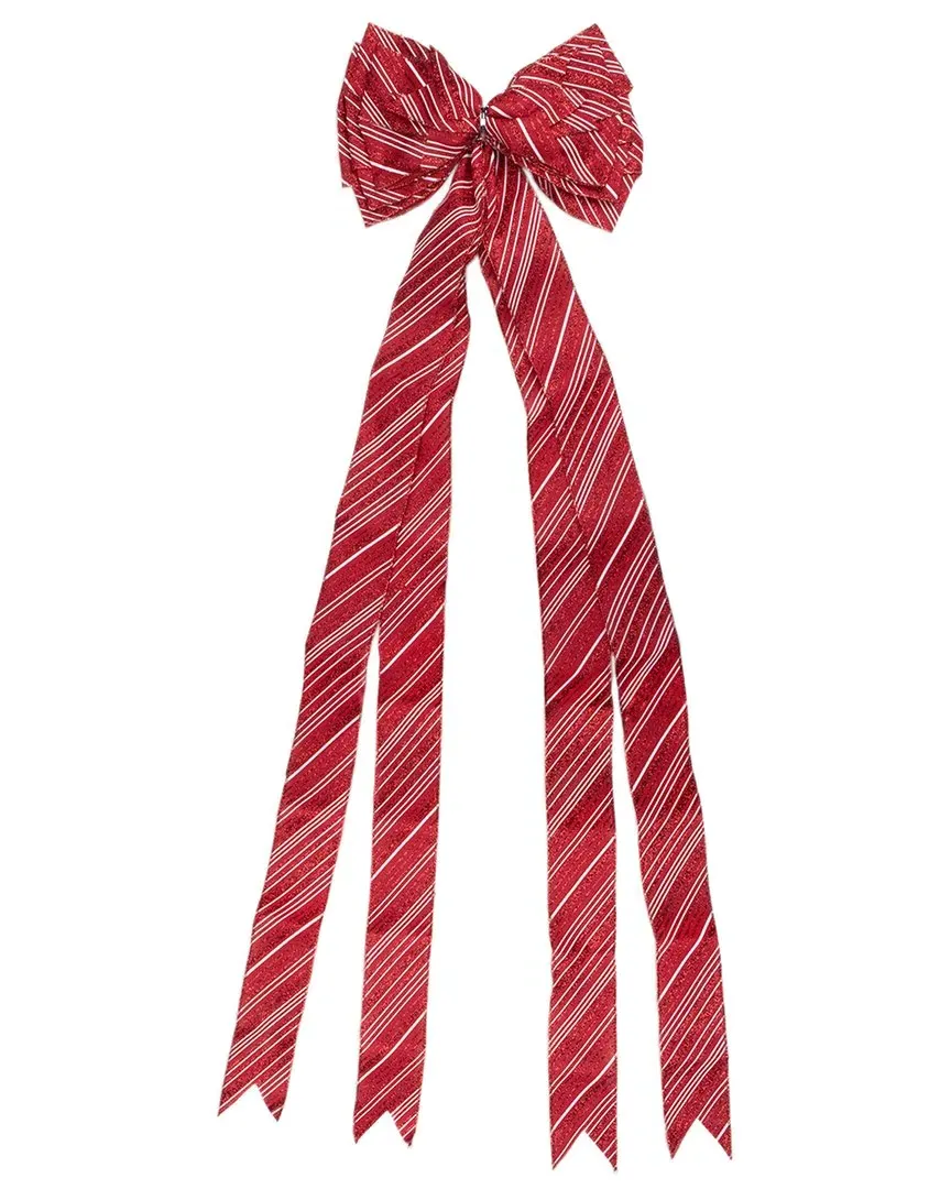 48in Red and White Striped Christmas Bow - Red